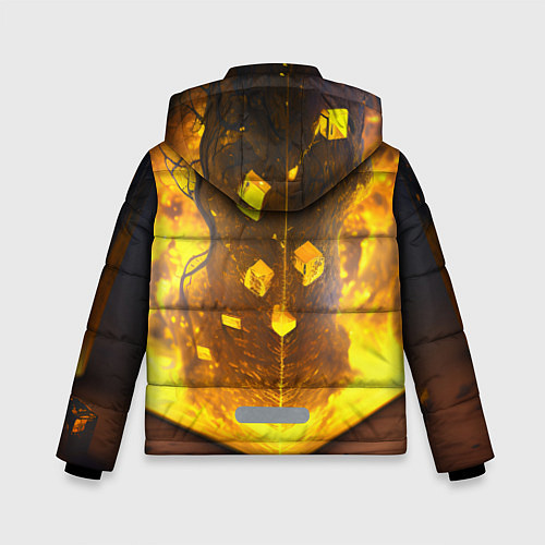 Зимняя куртка для мальчика Куб с огнём / 3D-Черный – фото 2
