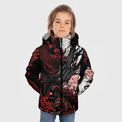 Куртка зимняя для мальчика Красный Irezumi узор, цвет: 3D-черный — фото 2