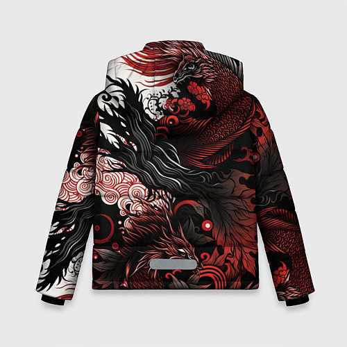 Зимняя куртка для мальчика Красный Irezumi узор / 3D-Черный – фото 2