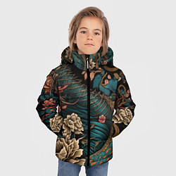 Куртка зимняя для мальчика Японский змей Irezumi, цвет: 3D-черный — фото 2