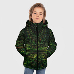 Куртка зимняя для мальчика Зелёные древние скрижали паттерн, цвет: 3D-светло-серый — фото 2