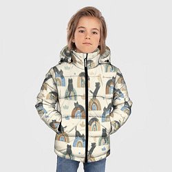 Куртка зимняя для мальчика Котики на радуге - паттерн, цвет: 3D-светло-серый — фото 2