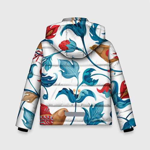 Зимняя куртка для мальчика Узоры и птицы / 3D-Светло-серый – фото 2