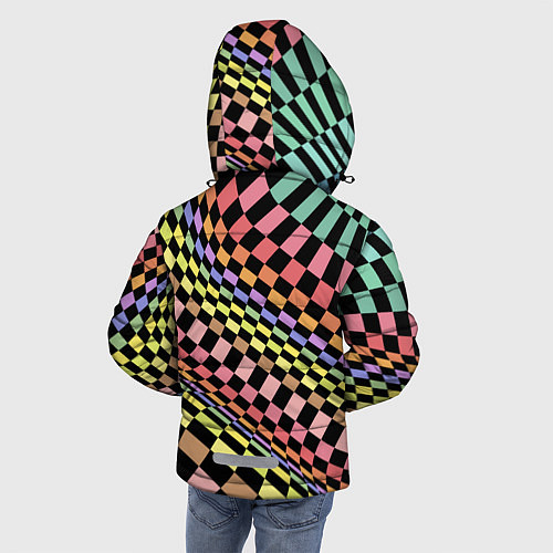 Зимняя куртка для мальчика Colorful avant-garde chess pattern - fashion / 3D-Красный – фото 4