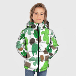 Куртка зимняя для мальчика Кактусы в горшках - паттерн, цвет: 3D-светло-серый — фото 2