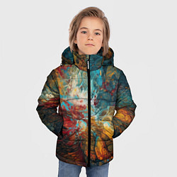 Куртка зимняя для мальчика Яркий флюид арт, цвет: 3D-черный — фото 2