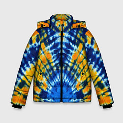 Куртка зимняя для мальчика Tie dye стиль хиппи, цвет: 3D-черный
