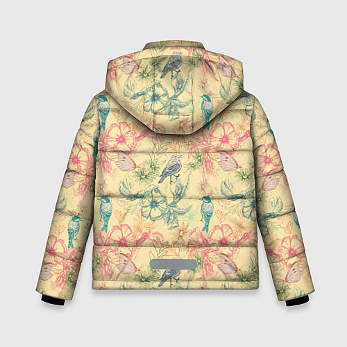 Зимняя куртка для мальчика Птицы и цветы / 3D-Светло-серый – фото 2