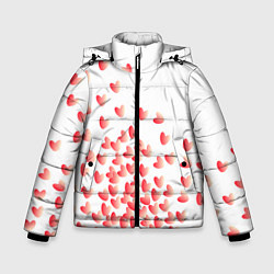 Куртка зимняя для мальчика Падающие сердечки, цвет: 3D-красный