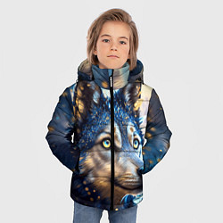 Куртка зимняя для мальчика Волк на синем фоне, цвет: 3D-черный — фото 2