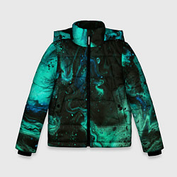 Куртка зимняя для мальчика Черно-зеленые разводы краски, цвет: 3D-черный