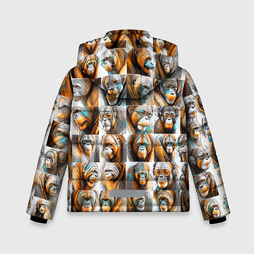 Зимняя куртка для мальчика Орангутаны / 3D-Светло-серый – фото 2