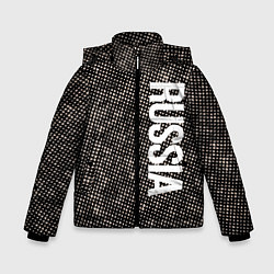 Куртка зимняя для мальчика Россия на фоне узора медного цвета, цвет: 3D-черный