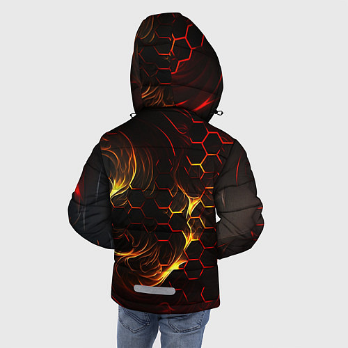 Зимняя куртка для мальчика Огненные объемные плитки / 3D-Красный – фото 4