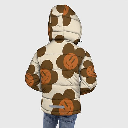 Зимняя куртка для мальчика Цветочки-смайлики ретро / 3D-Светло-серый – фото 4