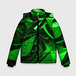 Куртка зимняя для мальчика Зеленые объемные объекты, цвет: 3D-черный