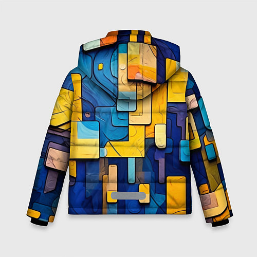 Зимняя куртка для мальчика Синие и жёлтые фигуры / 3D-Черный – фото 2