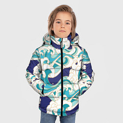 Куртка зимняя для мальчика Волны - паттерн - мода, цвет: 3D-светло-серый — фото 2