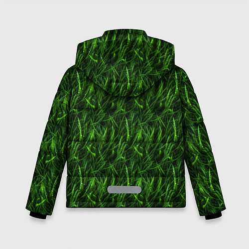 Зимняя куртка для мальчика Сочный узор из зеленой травки / 3D-Черный – фото 2