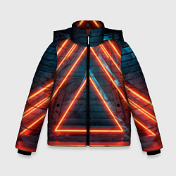 Куртка зимняя для мальчика Треугольные неоновые линии, цвет: 3D-светло-серый