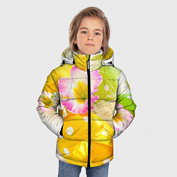Куртка зимняя для мальчика Пасхальные яйца и цветы, цвет: 3D-черный — фото 2