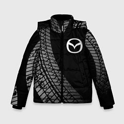 Куртка зимняя для мальчика Mazda tire tracks, цвет: 3D-черный