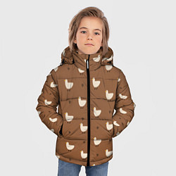 Куртка зимняя для мальчика Гуси и травка - паттерн коричневый, цвет: 3D-светло-серый — фото 2