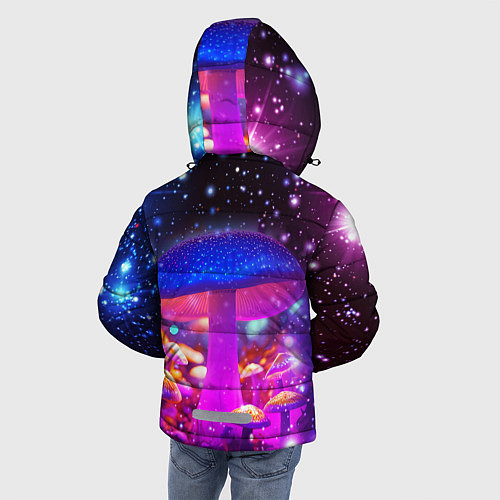 Зимняя куртка для мальчика Звезды и неоновые светящиеся грибы / 3D-Красный – фото 4