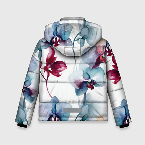 Зимняя куртка для мальчика Голубая орхидея акварель - паттерн / 3D-Черный – фото 2