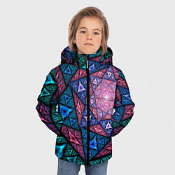 Куртка зимняя для мальчика Оптическая иллюзия из ромбов и дымов, цвет: 3D-черный — фото 2