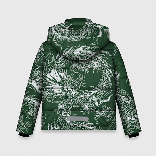 Зимняя куртка для мальчика Татуировка дракона на зеленом фоне / 3D-Черный – фото 2