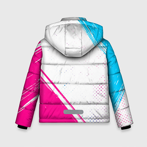 Зимняя куртка для мальчика DanMachi neon gradient style: надпись, символ / 3D-Черный – фото 2