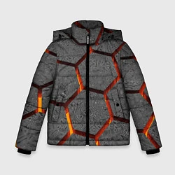Куртка зимняя для мальчика Металлические плиты и лава, цвет: 3D-черный