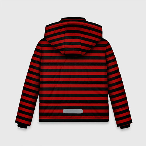Зимняя куртка для мальчика Темно-красные полосы / 3D-Черный – фото 2