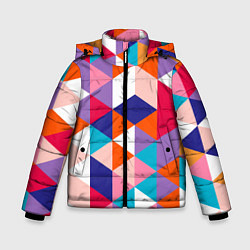 Куртка зимняя для мальчика Ромбический разноцветный паттерн, цвет: 3D-черный