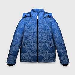 Куртка зимняя для мальчика Мандала на градиенте синего цвета, цвет: 3D-черный