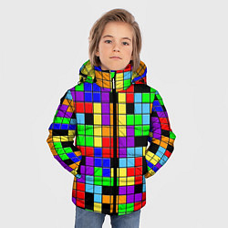 Куртка зимняя для мальчика Тетрис цветные блоки, цвет: 3D-красный — фото 2