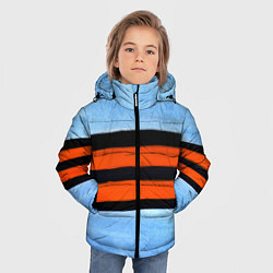 Куртка зимняя для мальчика Георгиевская лента на голубом фоне, цвет: 3D-черный — фото 2