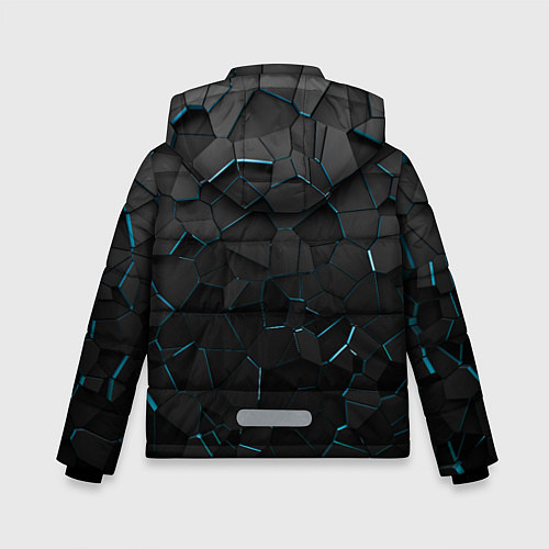 Зимняя куртка для мальчика Плиты с синей неоновой подсветкой / 3D-Черный – фото 2