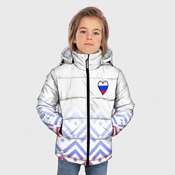 Куртка зимняя для мальчика Сердечко россии - треугольники, цвет: 3D-светло-серый — фото 2