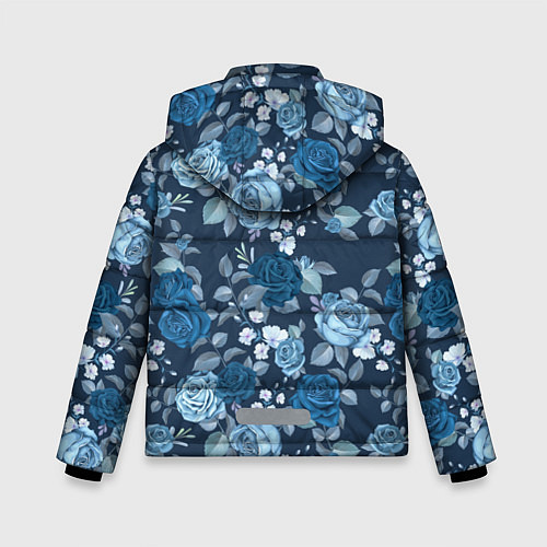Зимняя куртка для мальчика Голубые розы паттерн / 3D-Черный – фото 2