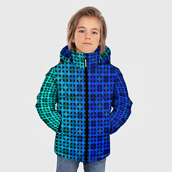 Куртка зимняя для мальчика Сине-зеленый геометрический узор, цвет: 3D-красный — фото 2