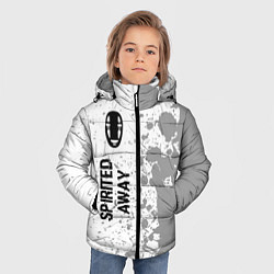 Куртка зимняя для мальчика Spirited Away glitch на светлом фоне: по-вертикали, цвет: 3D-черный — фото 2