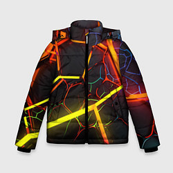 Куртка зимняя для мальчика Неоновые трубки, цвет: 3D-черный