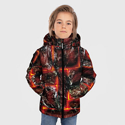 Куртка зимняя для мальчика Камни в пылающей лаве, цвет: 3D-черный — фото 2
