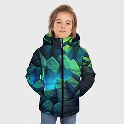 Куртка зимняя для мальчика Неоновые разломленные плиты, цвет: 3D-красный — фото 2