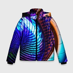 Куртка зимняя для мальчика Неоновый водоворот, цвет: 3D-светло-серый
