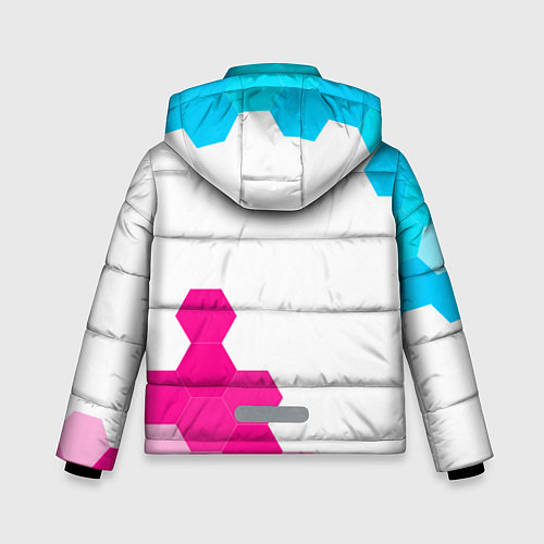 Зимняя куртка для мальчика Yamaha neon gradient style: надпись, символ / 3D-Черный – фото 2