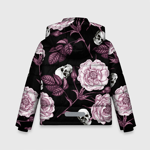 Зимняя куртка для мальчика Розовые цветы с черепами / 3D-Черный – фото 2