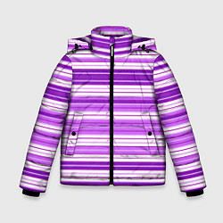 Куртка зимняя для мальчика Фиолетовые полосы, цвет: 3D-светло-серый